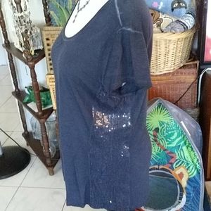 Nwt Crosby blue top with sequins down each side